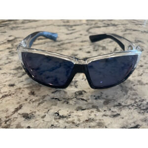Costa Del Mar D706 Polarized Blue Mirror Sunglasses Clear Frame w Case